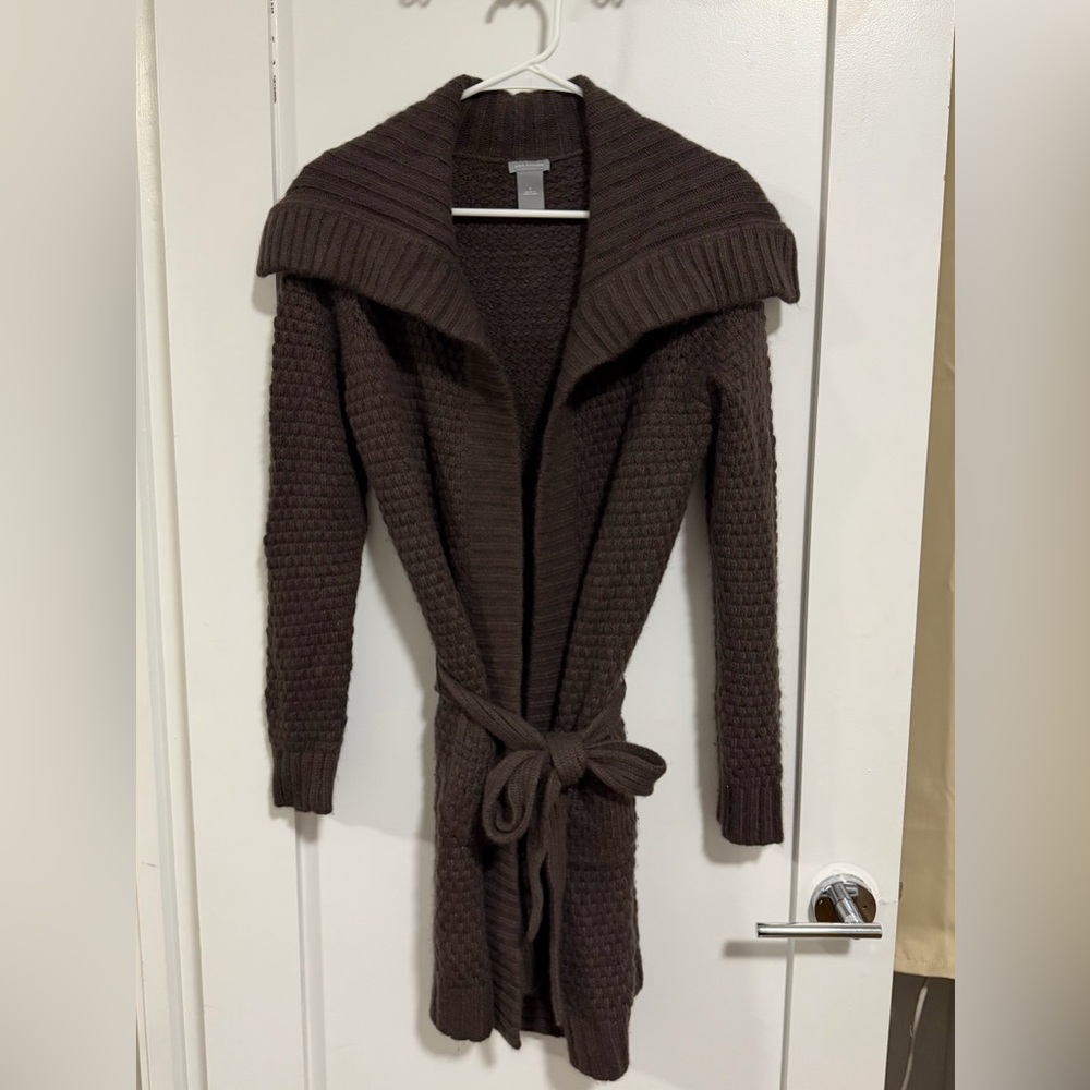 Ann Taylor Angora Blend Brown Belted Knit Cardigan
